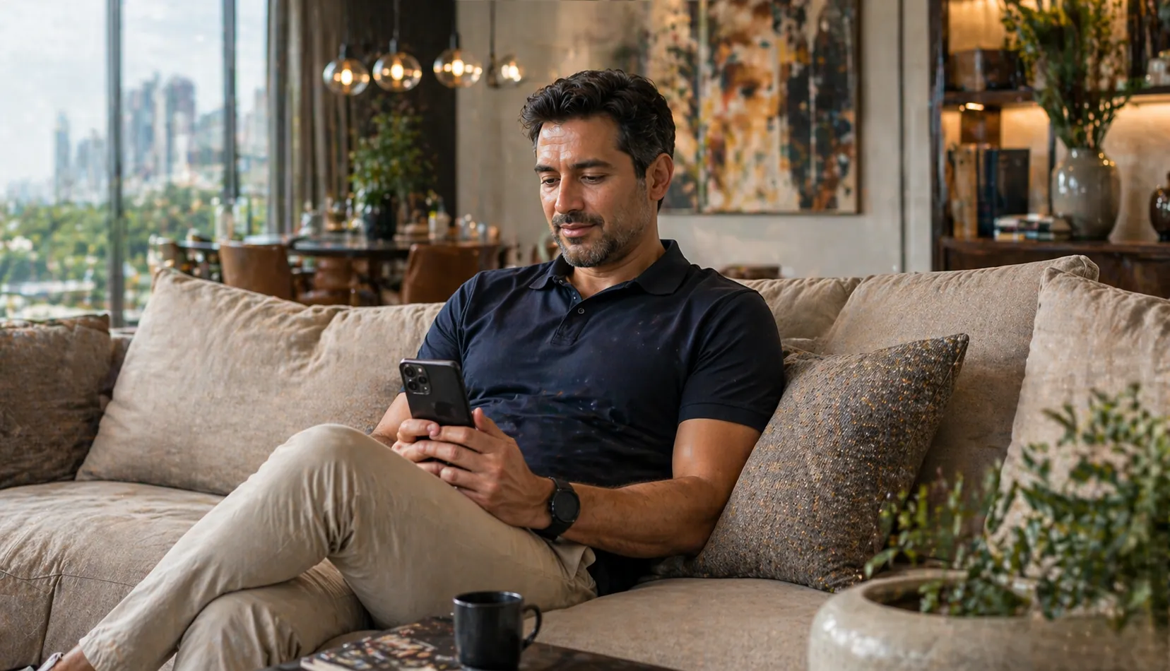 Resident using the SmartAccessHub app to activate biometric access on a smartphone