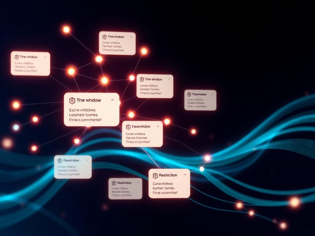 Visualization of community access rules engine with connected nodes