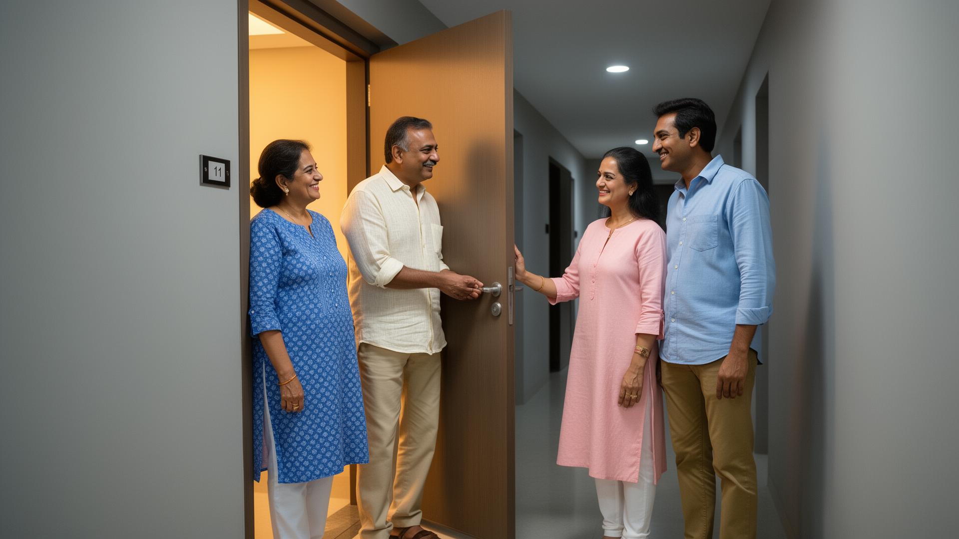 Personal guest being warmly welcomed at a premium residential lobby