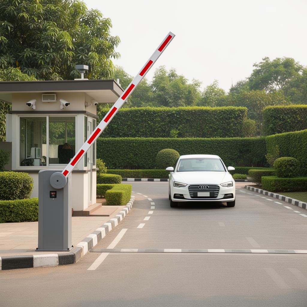 Automated boom barrier raising at vehicle entry of a gated community